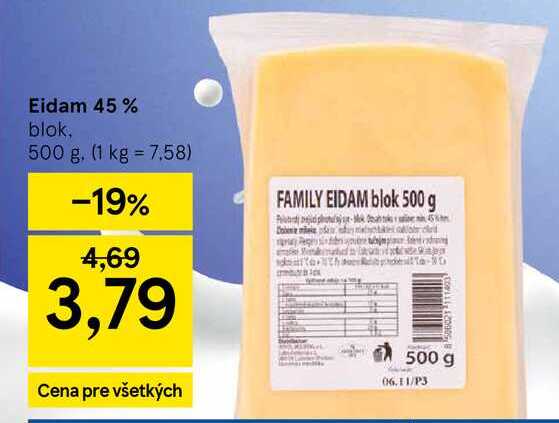 Eidam 45 % blok, 500 g
