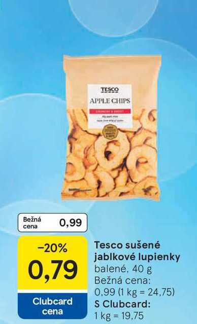 Tesco sušené jablkové lupienky balené, 40 g