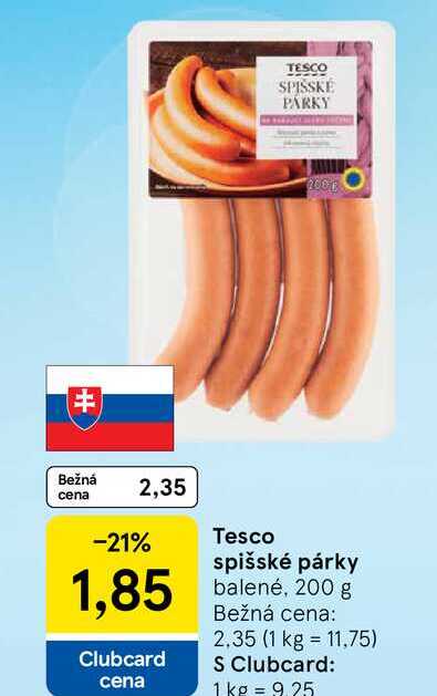 Tesco spišské párky balené 200 g 