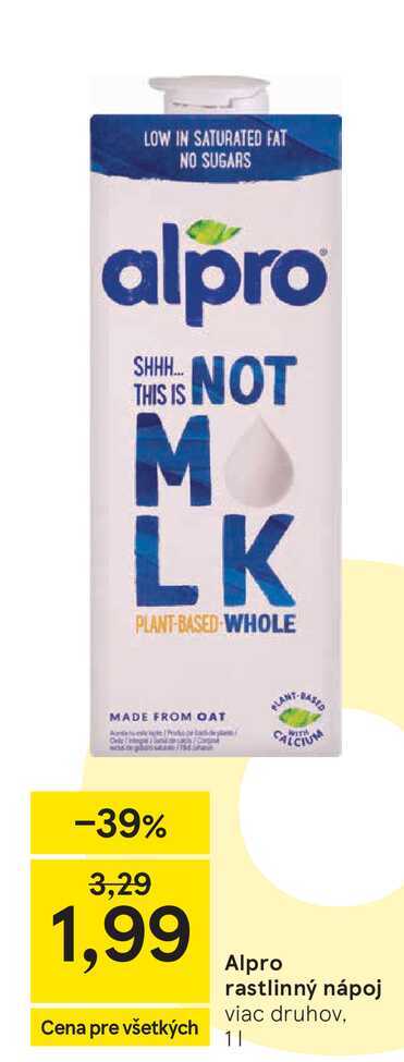 Alpro rastlinný nápoj viac druhov, 1L