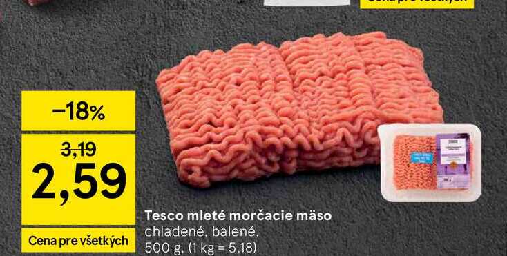 Tesco mleté morčacie mäso chladené, balené, 500 g