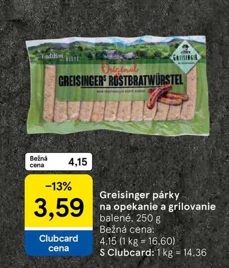 Greisinger párky na opekanie a grilovanie balené 250 g