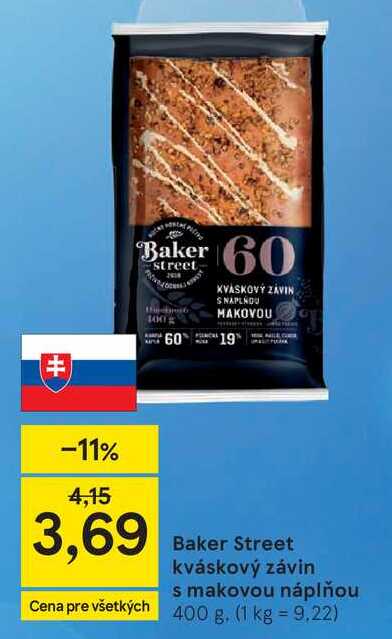Baker Street kváskový závin s makovou náplňou 400 g