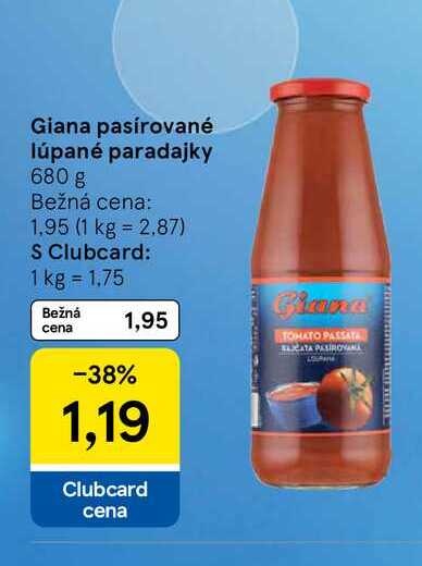 Giana pasírované lúpané paradajky 680 g