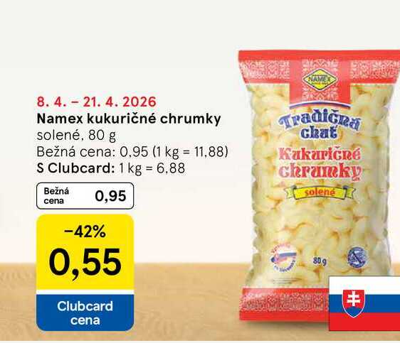 Namex kukuričné chrumky solené, 80 g