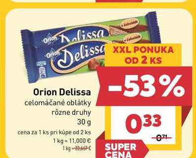 Orion Delissa celomáčané oblátky rôzne druhy 30 g