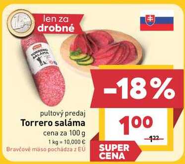 Torrero saláma cena za 100 g