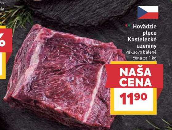 Hovädzie plece Kostelecké uzeniny vákuovo balené cena za 1 kg