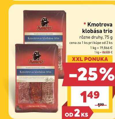 Kmotrova klobása trio rôzne druhy, 75 g 