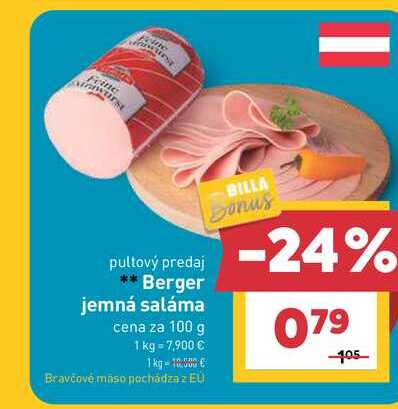 Berger jemná saláma cena za 100 g
