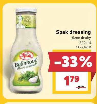 Spak dressing rôzne druhy 250 ml