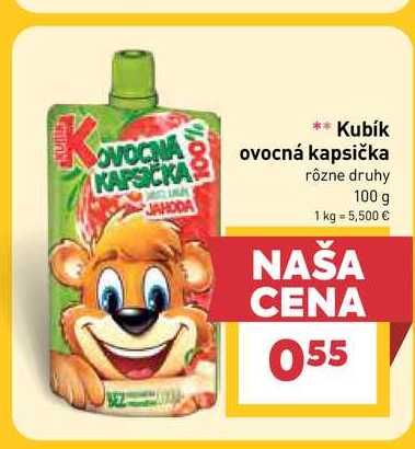 Kubík ovocná kapsička rôzne druhy 100 g 