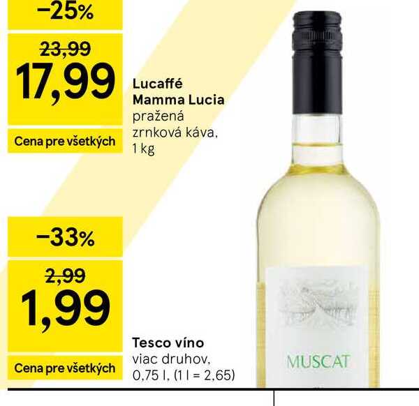 Tesco víno viac druhov, 0,75l