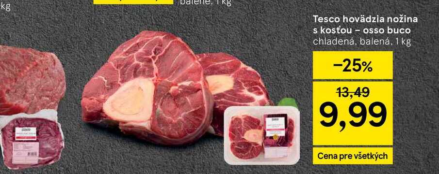 Tesco hovädzia nožina s kosťou - osso buco chladená, balená, 1 kg 
