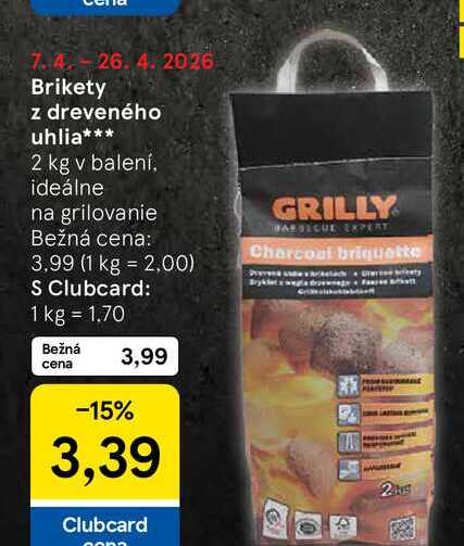 Brikety z dreveného uhlia 2 kg 