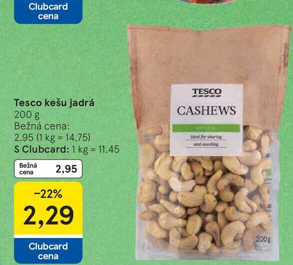 Tesco kešu jadrá 200 g