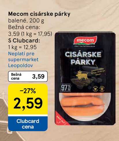 Mecom cisárske párky balené, 200 g 
