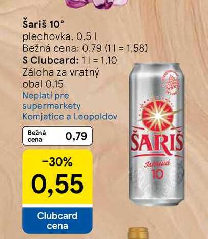 Šariš 10° plechovka, 0.5l