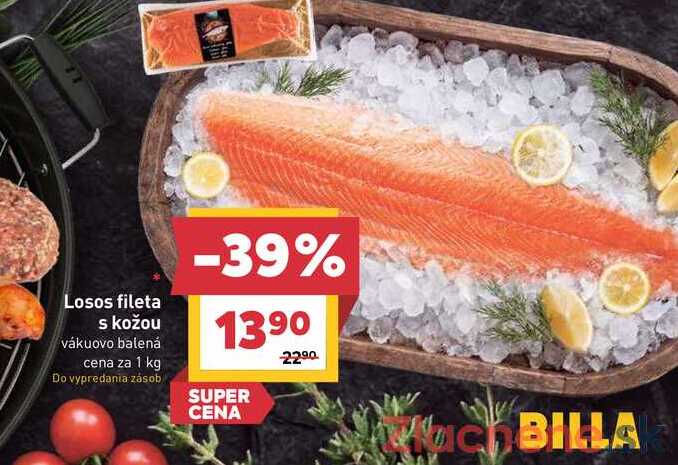Losos fileta s kožou vákuovo balená cena za 1 kg 