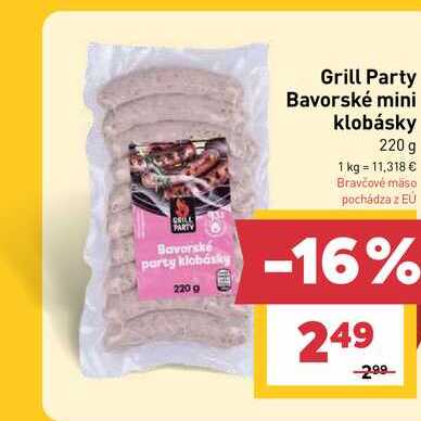 Grill Party Bavorské mini klobásky 220 g 