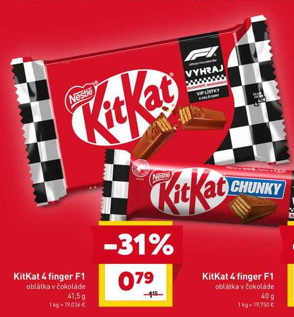 KitKat 4 finger F1 oblátka v čokoláde 40 g