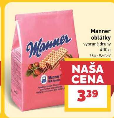 Manner oblátky vybrané druhy 400 g 