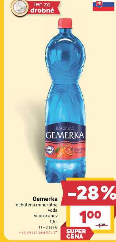 Gemerka ochutená minerálna voda viac druhov 1,5l v akcii