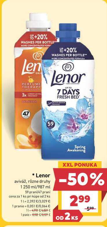 Lenor aviváž, rôzne druhy 1 250 ml 59 praní