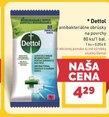 Dettol antibakteriálne obrúsky na povrchy 80 ks/1 bal. 