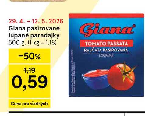 Giana pasírované lúpané paradajky 500 g