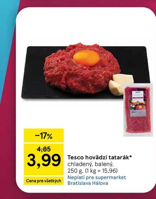 Tesco hovädzí tatarák chladený, balený, 250 g