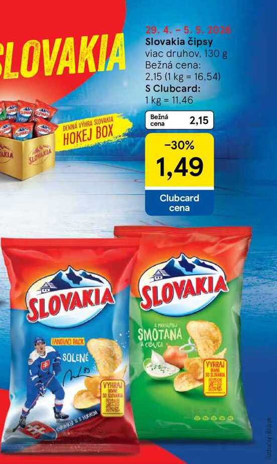 Slovakia čipsy viac druhov, 130 g 