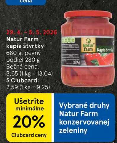 Natur Farm kapia štvrtky 680 g, pevný podiel 280 g 