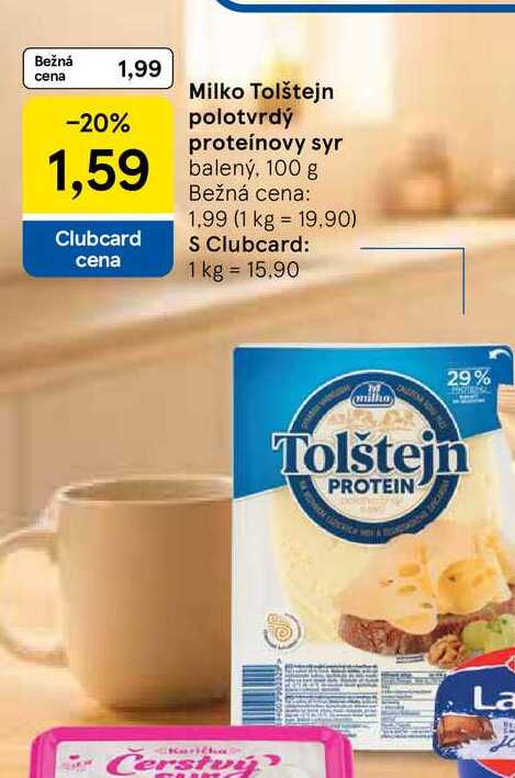 Milko Tolštejn polotvrdý proteínovy syr balený, 100 g 