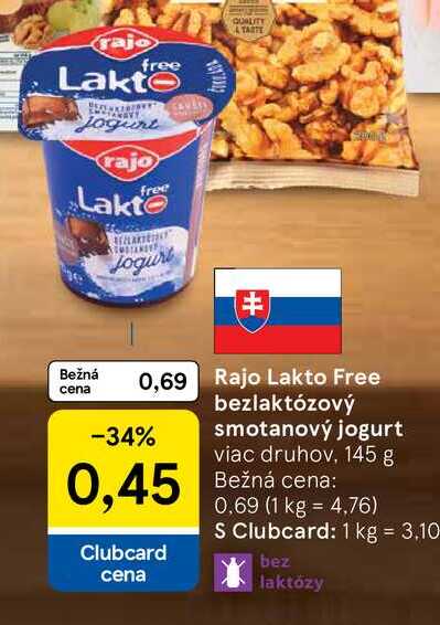Rajo Lakto Free bezlaktózový smotanový jogurt viac druhov, 145 g