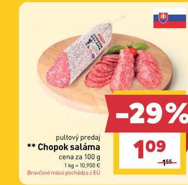 Chopok saláma cena za 100 g 