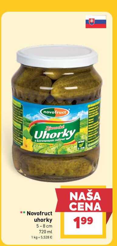 Novofruct uhorky 5-8 cm 720 ml 