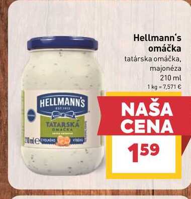 Hellmann's omáčka tatárska omáčka, majonéza 210 ml