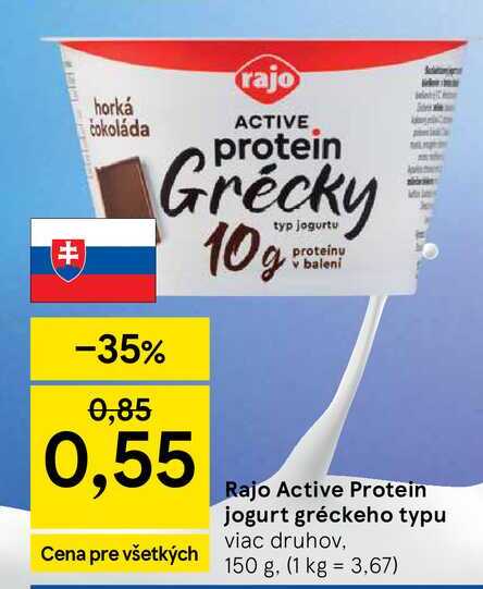 Rajo Active Protein jogurt gréckeho typu viac druhov, 150 g v akcii
