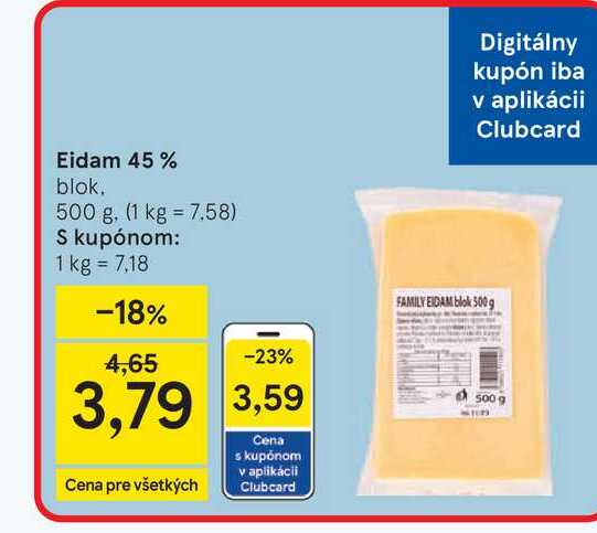 Eidam 45% blok 500 g