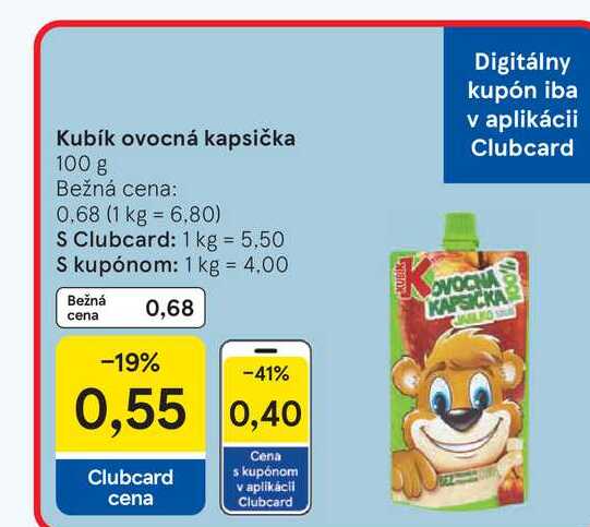 Kubík ovocná kapsička 100 g 