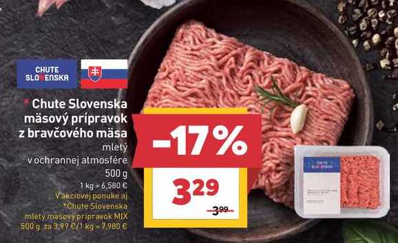 Chute Slovenska mäsový prípravok z bravčového mäsa mletý vochrannej atmosfére 500 g