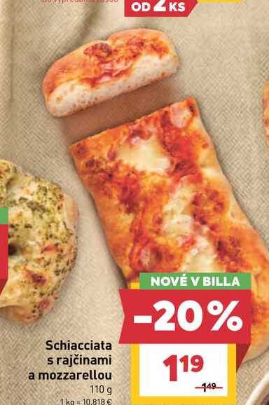 Schiacciata s rajčinami a mozzarellou 110 g 