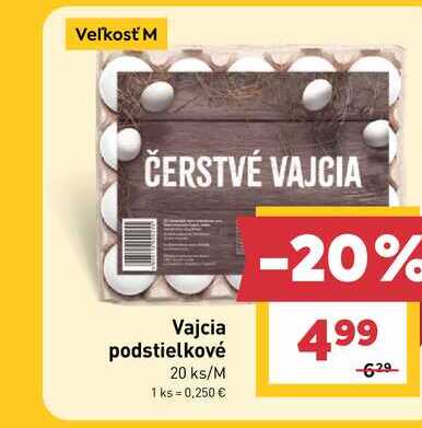 Vajcia podstielkové 20 ks/M 