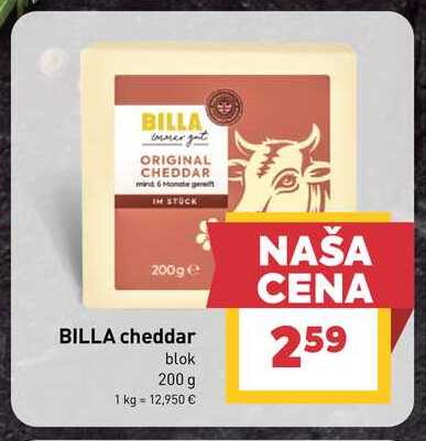 BILLA cheddar blok 200 g 