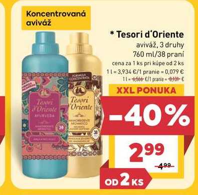 Tesori d'Oriente aviváž, 3 druhy 760 ml/38 praní 