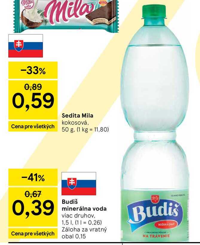 Budiš minerálna voda viac druhov, 1,5l
