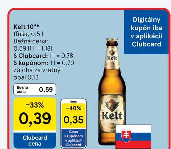 Kelt Svetlé výčapné pivo 0,5l v akcii