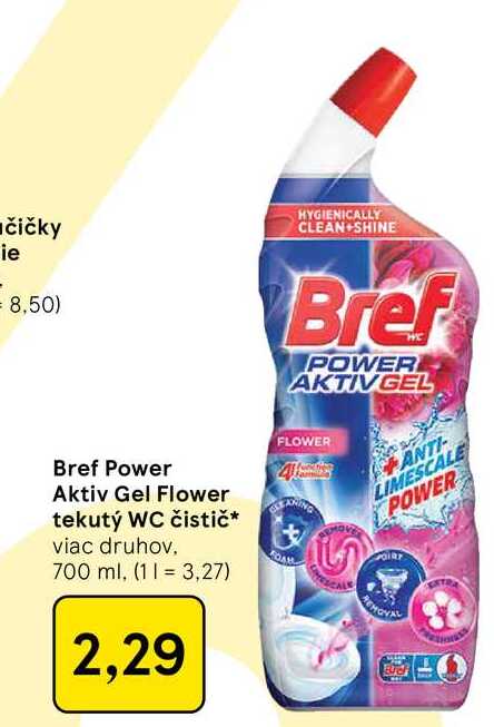 Bref Power Aktiv Gel Flower tekutý WC čistič viac druhov 700 ml