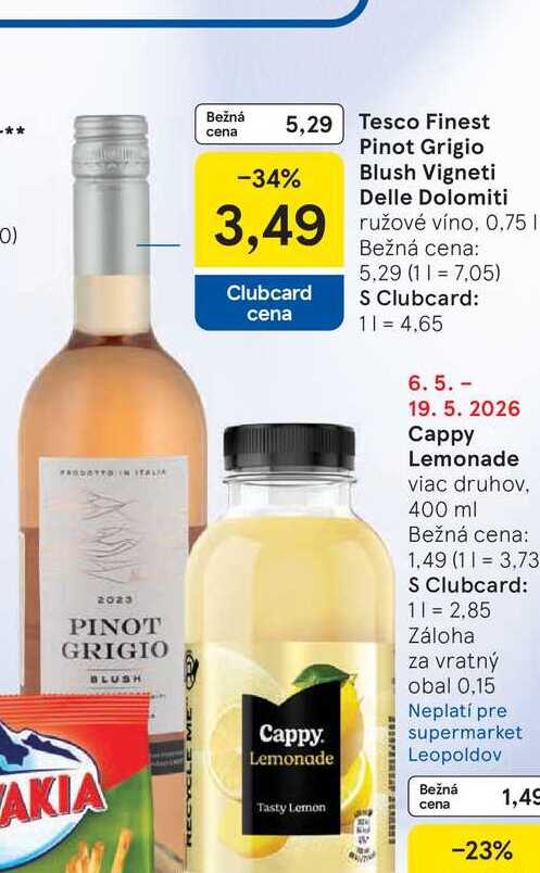 Tesco Finest cena Pinot Grigio Blush Vigneti Delle Dolomiti ružové víno, 0.75l